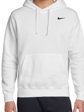 Nike White Pullover Hoodie with Black Swoosh-Women’s